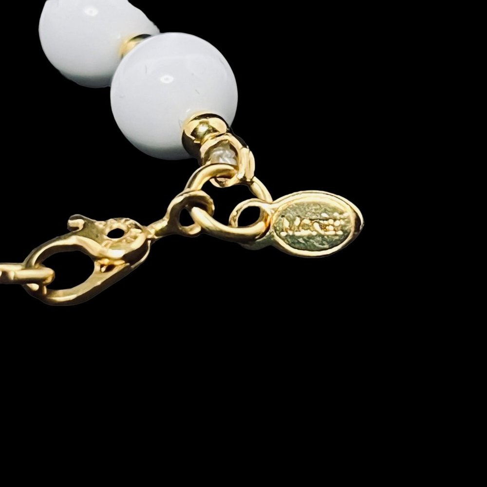 Monet White And Gold Tone Beaded Necklace (4853) - Picture 7 of 7